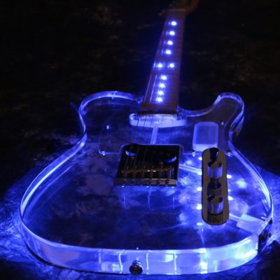 Custom Regent Plexiglass Acrylic Lucite Integrated Blue LED Illumination Guitar - Image 3