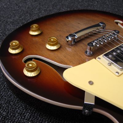 Custom Crown Fhole Semi Hollow Tobacco Burst Electric Guitar - Image 7
