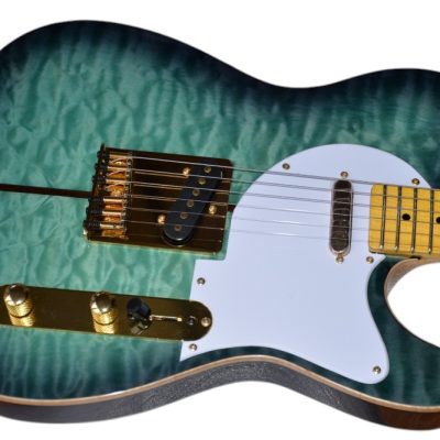Custom Regent Merle Tuff Dog Aqua Marine Blue Burst Guitar - Image 3