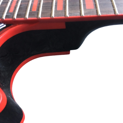 Custom Crown Gloss Black with Crimson Red Binding 6 String Electric Guitar 3 Pickups - Image 2