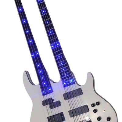 Custom Crown Double Neck Guitar White 5 String 4 String Bass - Image 2