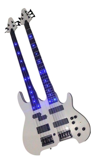 Custom Crown Double Neck Guitar White 5 String 4 String Bass - Image 2