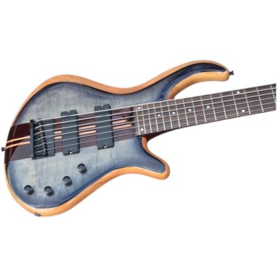 Custom Onyx Patriot Dark Gray Flame Maple 6 String Bass - Image 2
