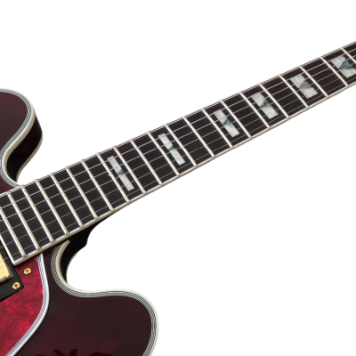 Custom Crown ES335 Semi Hollow Body Figured Antique Burst Fhole Guitar - Image 3