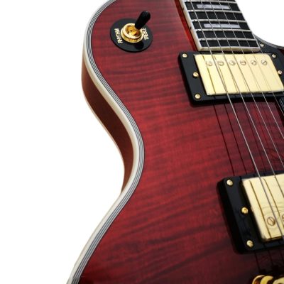 Custom Crown Red Tiger Maple Top Veneer Electric Guitar - Image 3