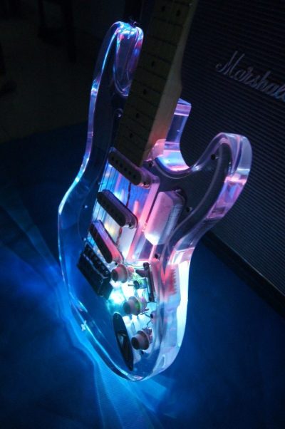 Custom Regent Plexiglass Acrylic Lucite Colored LED Guitar ST Maple Fretboard - Image 5