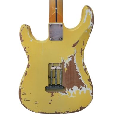 Custom Regent Yngwie Malmsteen Play Loud Scalloped Maple Fretboard Heavy Relic Yellow Guitar - Image 4