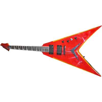 Custom Tempest Dave VMNT Flying V Translucent Red Flame Maple Top Guitar - Image 2