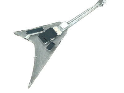 Custom Race Flying V Plexiglass Acrylic Translucent Body Neck LED Blue Guitar - Image 3
