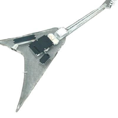 Custom Race Flying V Plexiglass Acrylic Translucent Body Neck LED Blue Guitar - Image 3
