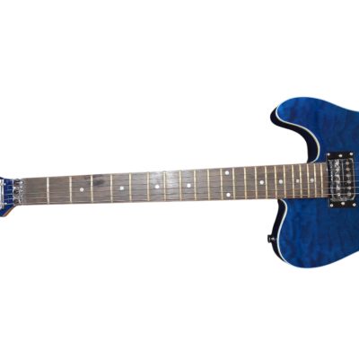 Custom Titan KR 24 Aqua Blue Burst Quilted Maple Top Floyd Rose Tremolo Guitar - Image 4