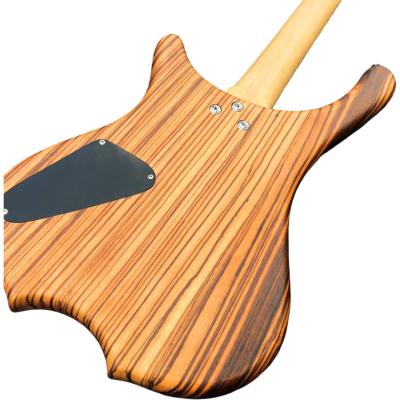 Custom Pulse RockBass Natural Zebrawood 4 String Bass - Image 2