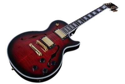 Custom Crown Black Cherry Burst Semi Hollow Body Florentine Single Cutaway Guitar - Image 5