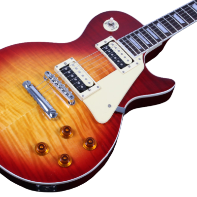 Custom Crown Heritage Cherry Sunburst Flame Maple Top Electric Guitar Open Coil Zebra Pickups