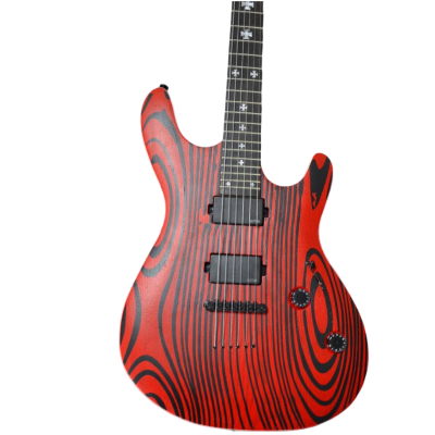 Custom Onyx Gothic Monolith Black Luminactive Cross Fretboard Inlays String Thru Body Guitar