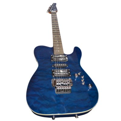 Custom Titan KR 24 Aqua Blue Burst Quilted Maple Top Floyd Rose Tremolo Guitar - Image 5
