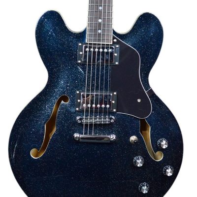 Custom Crown ES335 Semi Hollow Body Sparkle Glitter Blue Fhole Guitar