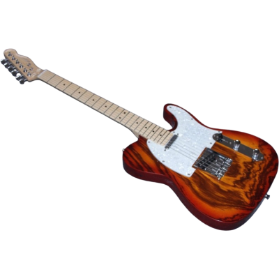Custom Regent Amber Burst Swirling Natural Grain 6 String Electric Guitar - Image 5