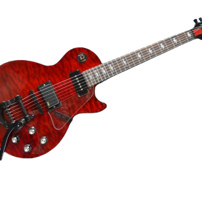 Custom Crown Crimson Quilt Top Dark Fire Bigsby Vibrato Tailpiece P90 Humbucker Pickups Guitar - Image 3