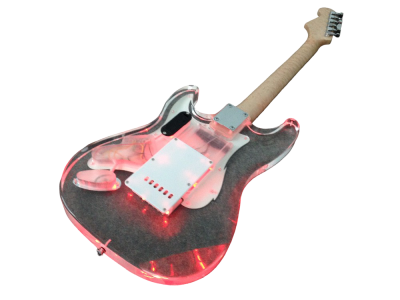 Custom Regent Plexiglass Acrylic Lucite Red LED Guitar ST Maple Fretboard - Image 4