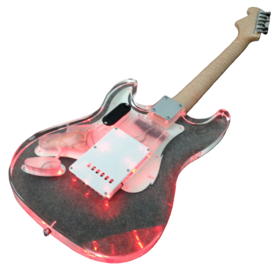 Custom Regent Plexiglass Acrylic Lucite Red LED Guitar ST Maple Fretboard - Image 4