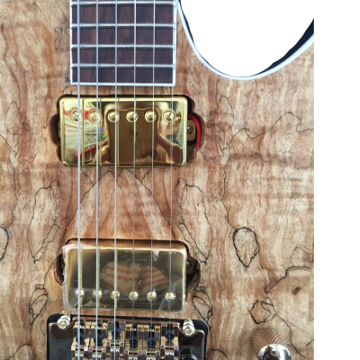 Custom Axis Natural Poplar Burl Gloss Gecko Tremolo 6 String Electric Guitar - Image 7