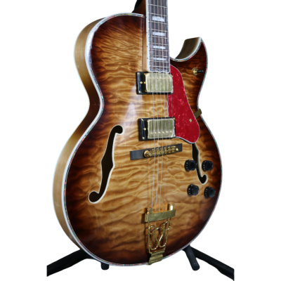 Custom Crown ES175 Vintage Quilted Burst Semi Hollow Body Archtop Florentine Cutaway Guitar - Image 5