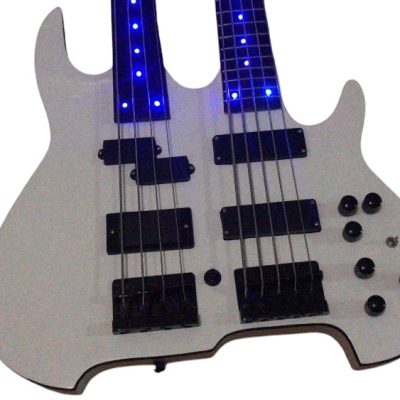 Custom Crown Double Neck Guitar White 5 String 4 String Bass