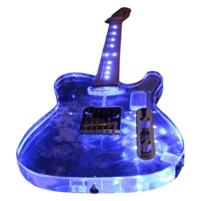 Custom Regent Plexiglass Acrylic Lucite Integrated Blue LED Illumination Guitar