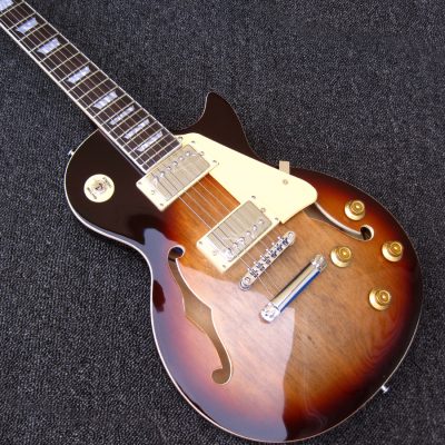 Custom Crown Fhole Semi Hollow Tobacco Burst Electric Guitar - Image 5