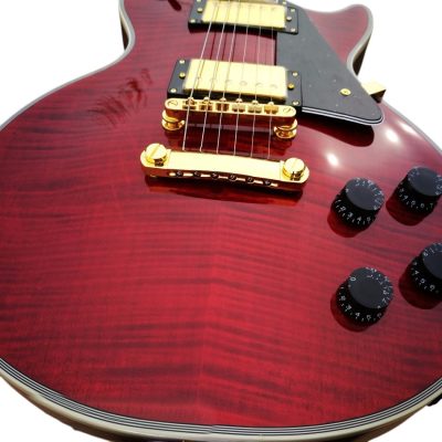 Custom Crown Red Tiger Maple Top Veneer Electric Guitar - Image 8