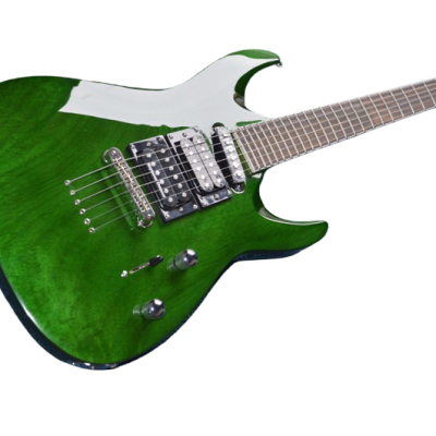 Custom Obsidian See Thru Green MH1000 Electric Guitar String Thru Body - Image 5