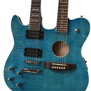 Custom Vile Blue Flame Maple Top Double Neck Crossroads Guitar