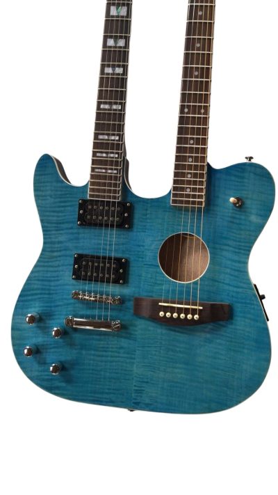 Custom Vile Guild Blue Flame Maple Top Double Neck Crossroads Guitar