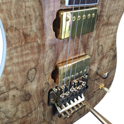 Custom Axis Natural Poplar Burl Gloss Gecko Tremolo 6 String Electric Guitar - Image 9