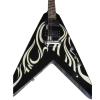 Custom Norturne Flying V Black With White Tribal Flames Widow Electric Guitar