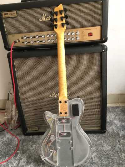 Custom Peridot Mirror Plexiglass Acrylic Rosewood Fretboard Led Guitar - Image 9