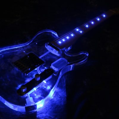 Custom Regent Plexiglass Acrylic Lucite Integrated Blue LED Illumination Guitar - Image 4