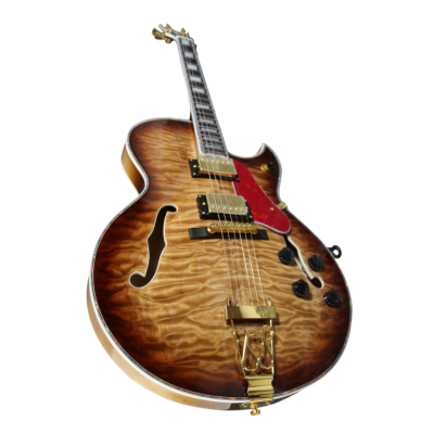 Custom Crown ES175 Vintage Quilted Burst Semi Hollow Body Archtop Florentine Cutaway Guitar