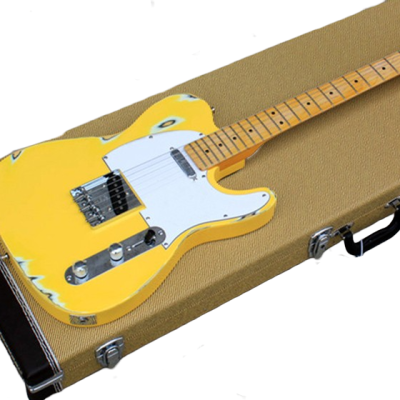 Custom Regent Graffiti Yellow Heavy Relic Aged Electric Guitar - Image 6