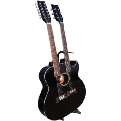 Custom Aurelius Black Double Neck Acoustic Guitar Solid Spruce Top 6 String 12 String EA220