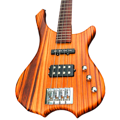 Custom Pulse RockBass Natural Zebrawood 4 String Bass