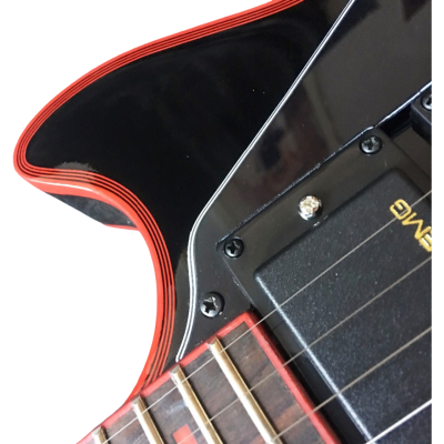 Custom Crown Gloss Black with Crimson Red Binding 6 String Electric Guitar 3 Pickups - Image 7
