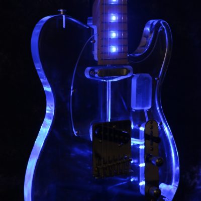 Custom Regent Plexiglass Acrylic Lucite Integrated Blue LED Illumination Guitar - Image 5
