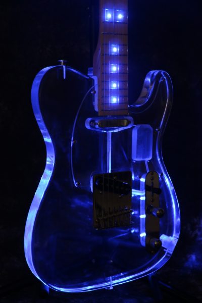 Custom Regent Plexiglass Acrylic Lucite Integrated Blue LED Illumination Guitar - Image 5