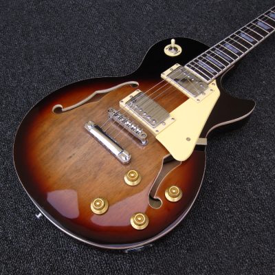 Custom Crown Fhole Semi Hollow Tobacco Burst Electric Guitar - Image 4