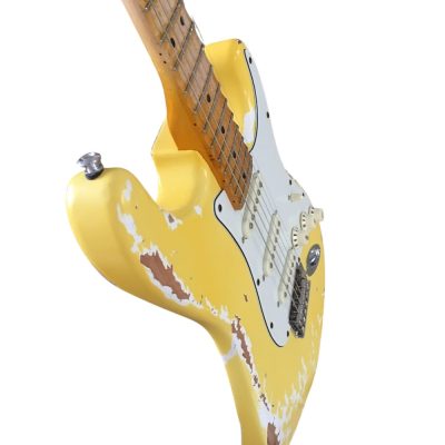 Custom Regent Yngwie Malmsteen Play Loud Scalloped Maple Fretboard Heavy Relic Yellow Guitar - Image 12