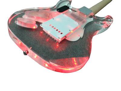 Custom Regent Plexiglass Acrylic Lucite Red LED Guitar ST Maple Fretboard - Image 5