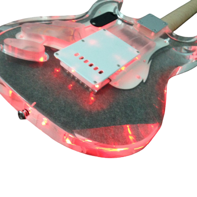 Custom Regent Plexiglass Acrylic Lucite Red LED Guitar ST Maple Fretboard - Image 5