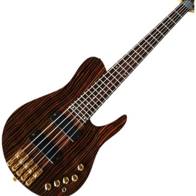 Custom Solis Imperial Single Cutaway Zebra Wood Body 5 String Bass - Image 5